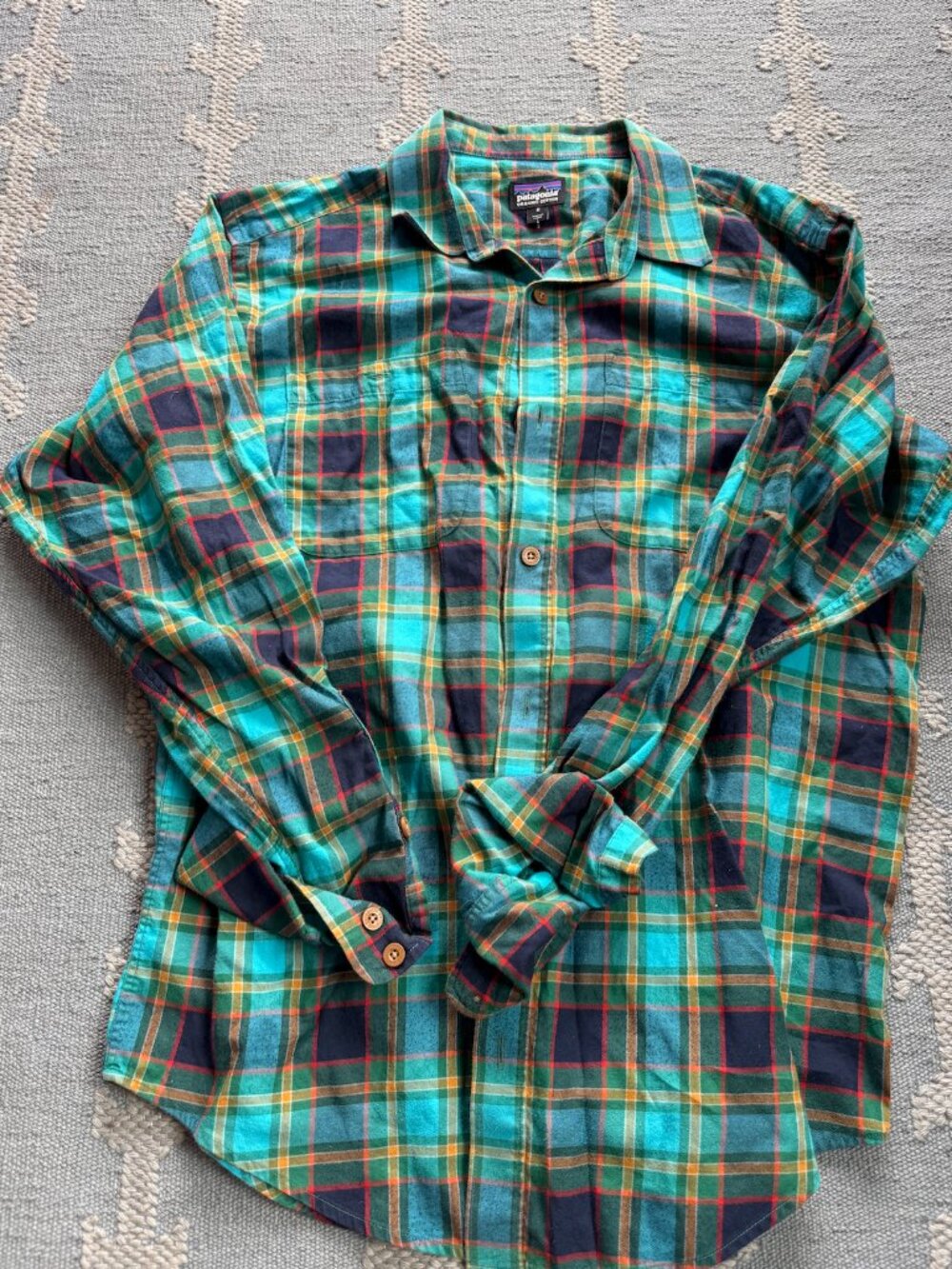 Men's green and blue plaid patagonia